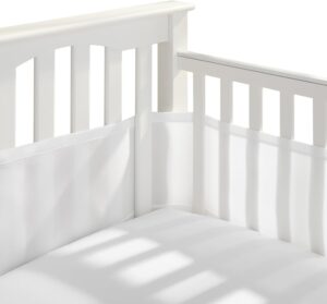 BreathableBaby Breathable Mesh Liner for Full-Size Cribs, Classic 3mm Mesh, White (Size 4FS Covers 3 or 4 Sides)
